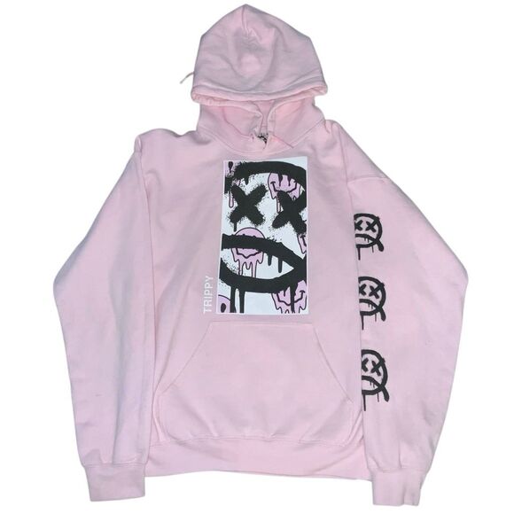 Popular Poison Trippy Vibes Smiles hoodie pink M - Picture 1 of 4